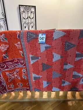 K47 Colorful Reversible Twin Kantha Quilt